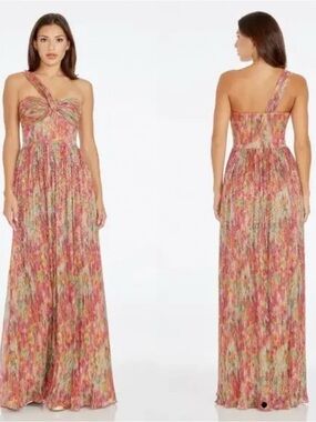 Dress the Population One-Shoulder Multi-Color Maxi Dress